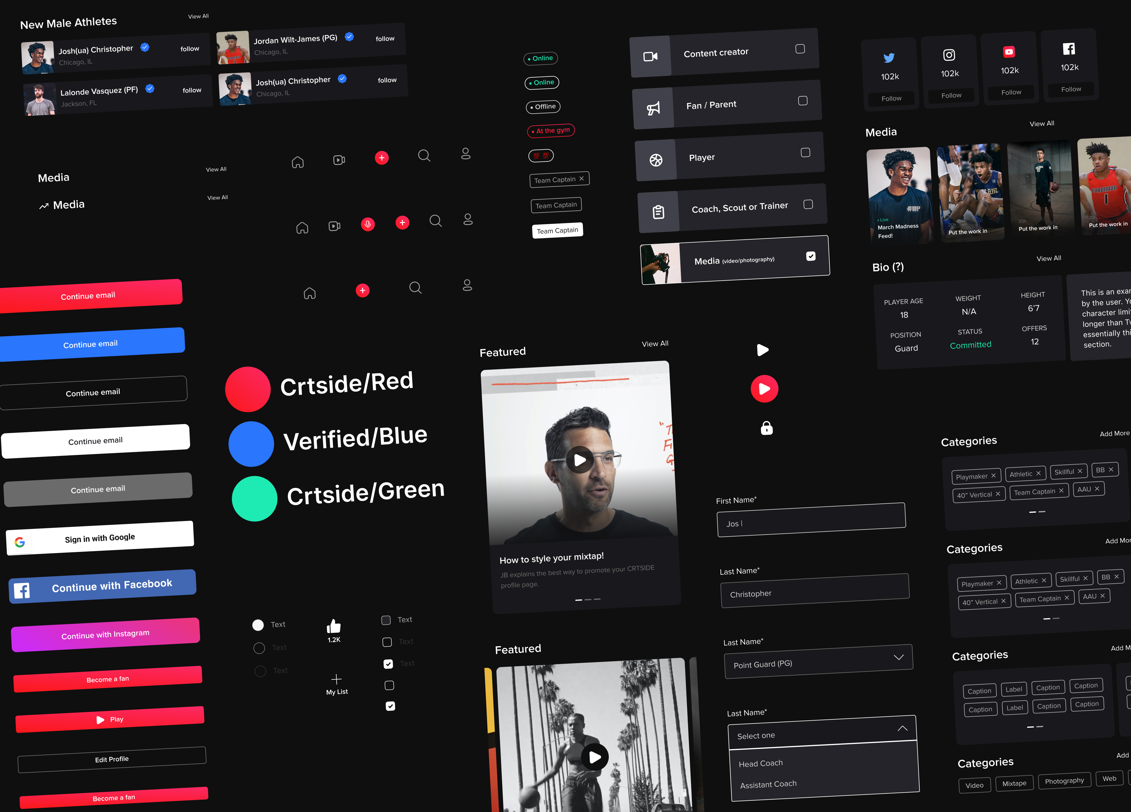 Sports athlete management platform interface
